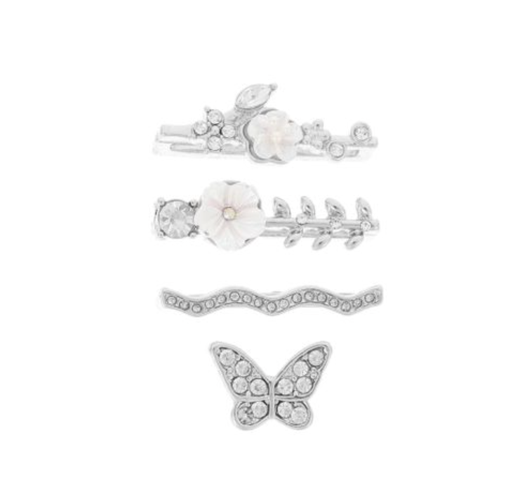 Stainless Steel Watch Band Ring & Nail Style Charms - Silver