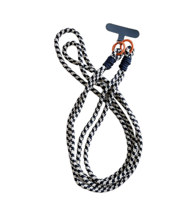 Universal Crossbody Phone Lanyard With Double Rope Design - Black/ White