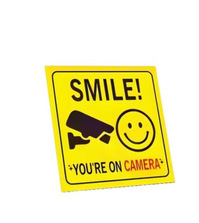 Yellow & Black Security Camera Alert Decal - Smile! You're on Camera