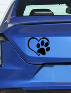 Paw in Heart Decorative Animal Lover Car Vinyl Sticker - Black