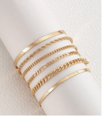 Rope Design Bracelet - Gold - 6 Piece