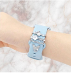 Stainless Steel Watch Band Ring & Nail Style Charms - Silver