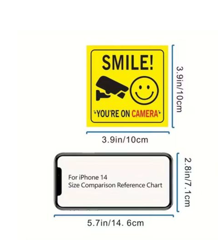 Yellow & Black Security Camera Alert Decal - Smile! You're on Camera