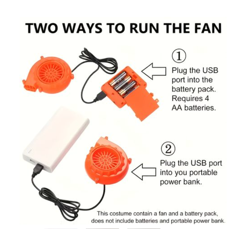 Inflatable Costume Accessories Fan with Battery Box, Battery Not Included - Orange