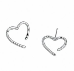 Heart Stud Earrings - Silver
