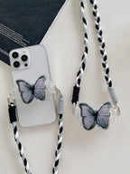Butterfly -Adorned Phone Clip Holder with Lanyard