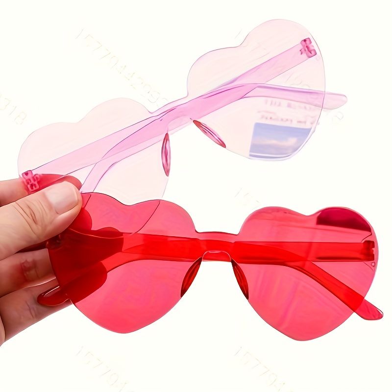 Rimless Heart Shaped Glasses - 5 Pack