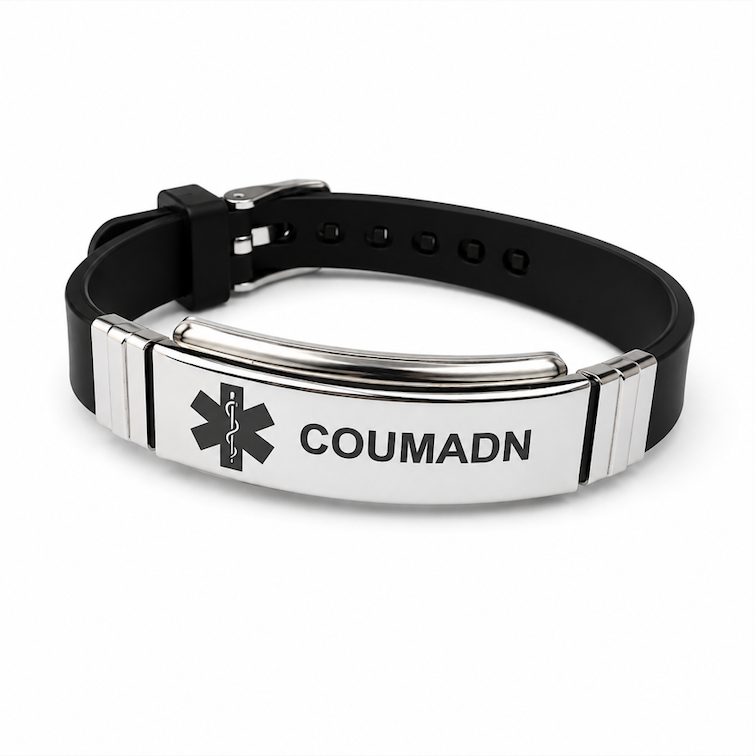 Black-Silver Silicone Identification Bracelet