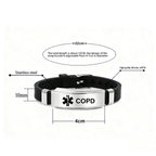 Unisex Silicone Medical Alert Identification Bracelet - Black