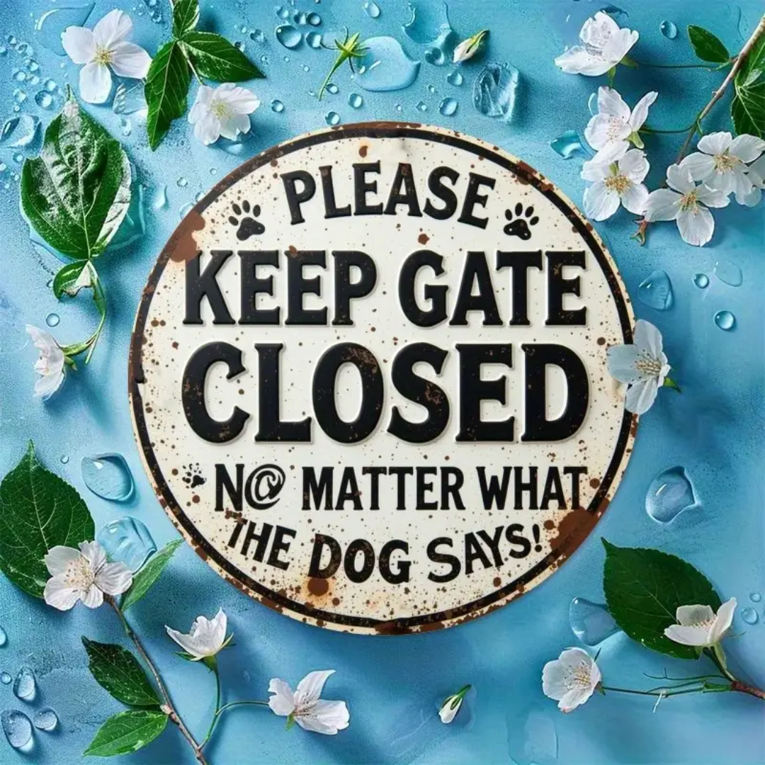 "Please Keep the Gate Closed No Matter What the Dog Says" Sign
