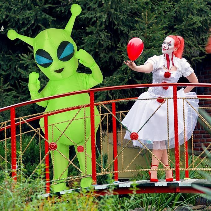 Inflatable Adult Green Antennae Alien Costume