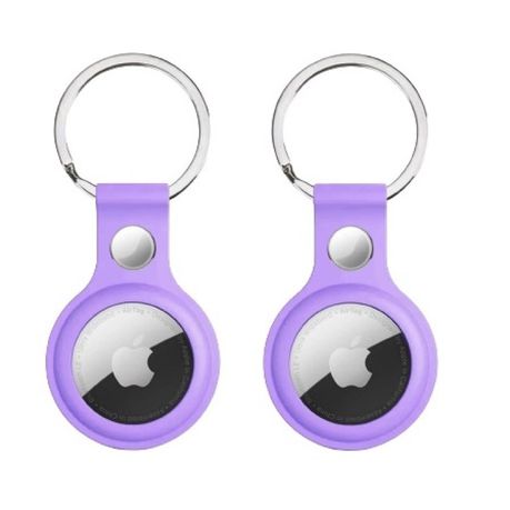 Silicone Apple AirTag - Keyring/Case/Cover - 2 Pack - Purple