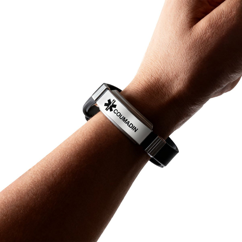 Unisex Silicone Medical Alert Identification Bracelet - Black