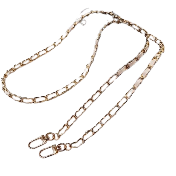 White Faux Leather and chain phone strap-Lanyard