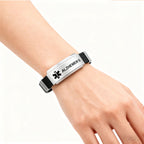 Unisex Silicone Medical Alert Identification Bracelet - Black