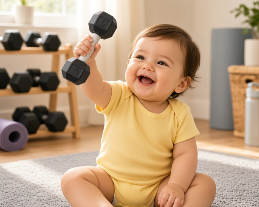 Baby Dumbbell Rattle - Mini Gym Toy for Little Lifters