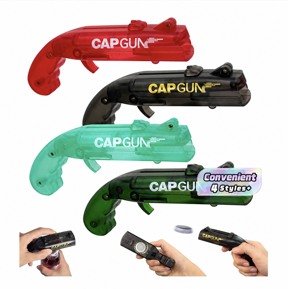 Gun Shaped Bottle Opener - Cap Launcher - Translucent