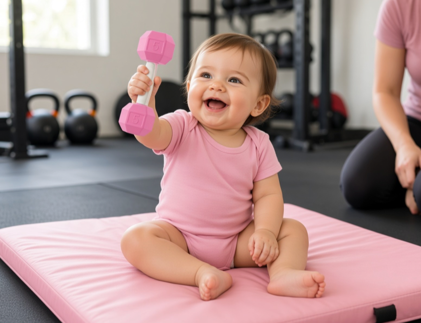 Baby Dumbbell Rattle - Mini Gym Toy for Little Lifters