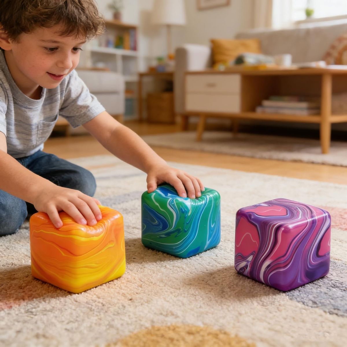 Swirl Stress Ice Cube Squishy Toy,Slow Rising Fidget Toy for Anxiety Relief