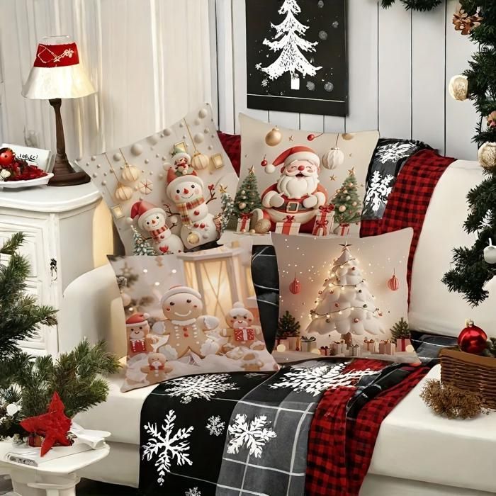 Two Happy Snowmen Pillow Cover