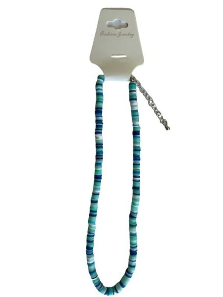 Summer Bohemian Jewelry Fashion - Polymer Clay Beads Choker Necklace - Unisex - Blue