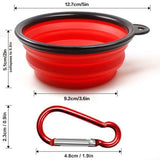 Pops and Paws Collapsible Silicone Pet Bowl with Matching Carabiner - Red