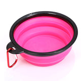 Pops and Paws Collapsible Silicone Pet Bowl with Matching Carabiner - Pink