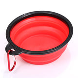Pops and Paws Collapsible Silicone Pet Bowl with Matching Carabiner - Red