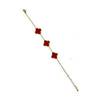 Clover Stainless steel Gold Plated Bracelet - Red