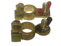 Set Battery Terminal Red Black - Marine or Car - Brass