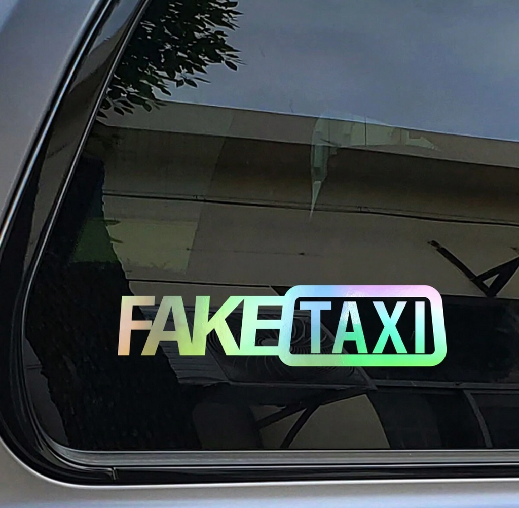 Fake Taxi Vinyl Decal - Start the conversation-Medium 21cm x 5.2cm