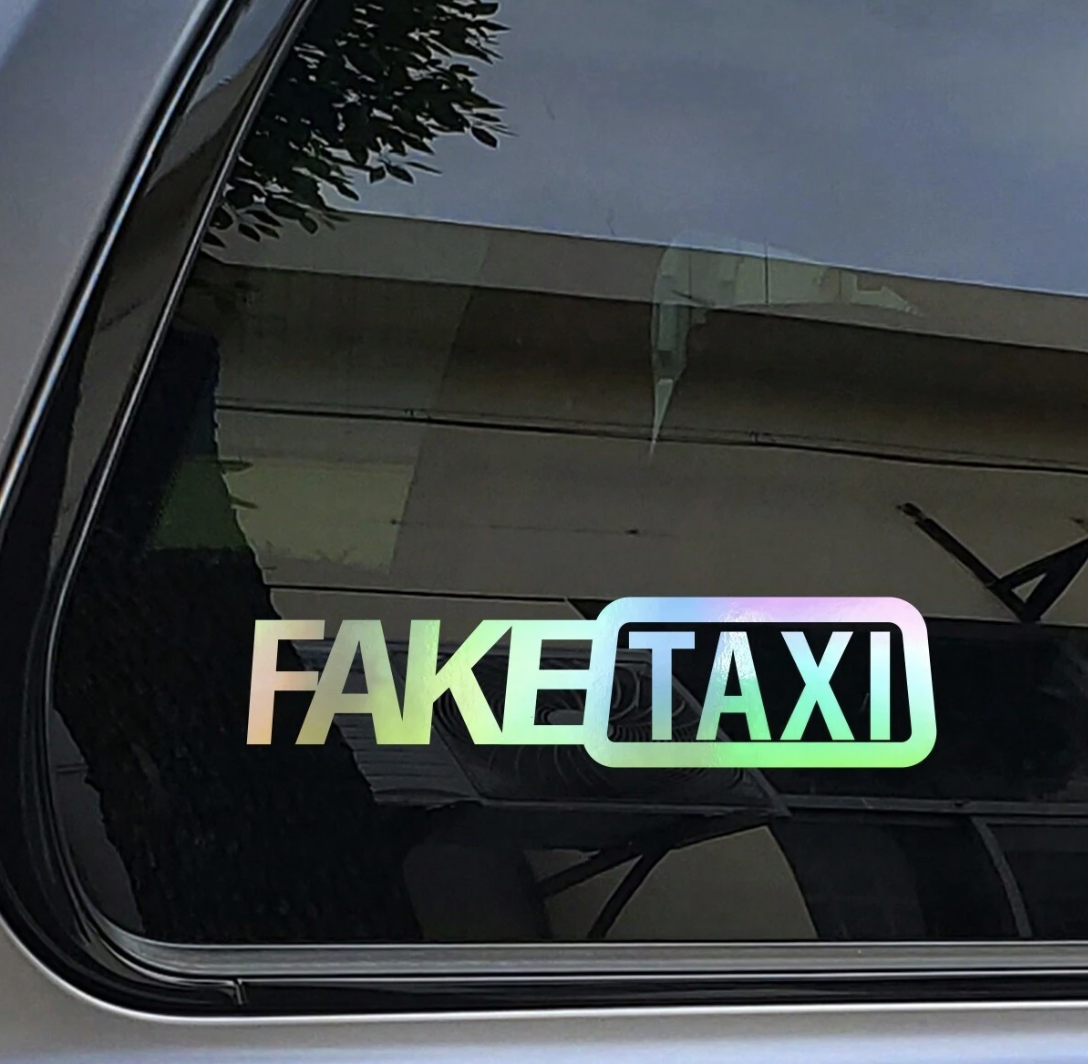 Fake Taxi Vinyl Decal - Start the conversation-Medium 21cm x 5.2cm