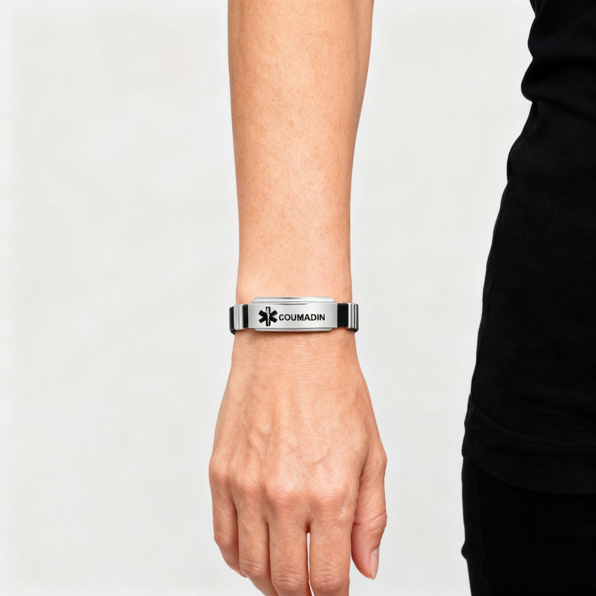 Unisex Silicone Medical Alert Identification Bracelet - Black