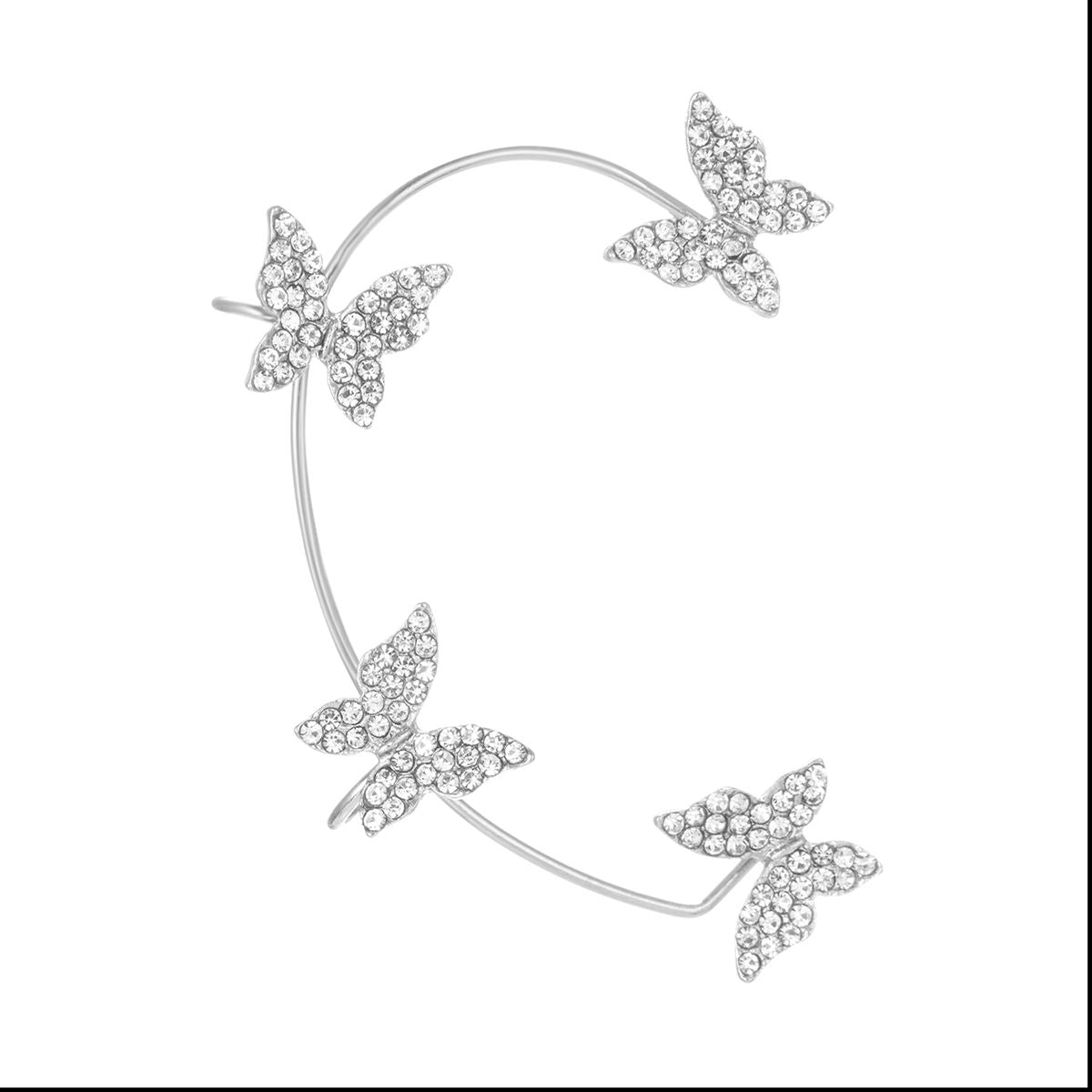 Butterfly Design Ear Cuff / Wrap With Inlaid Rhinestones