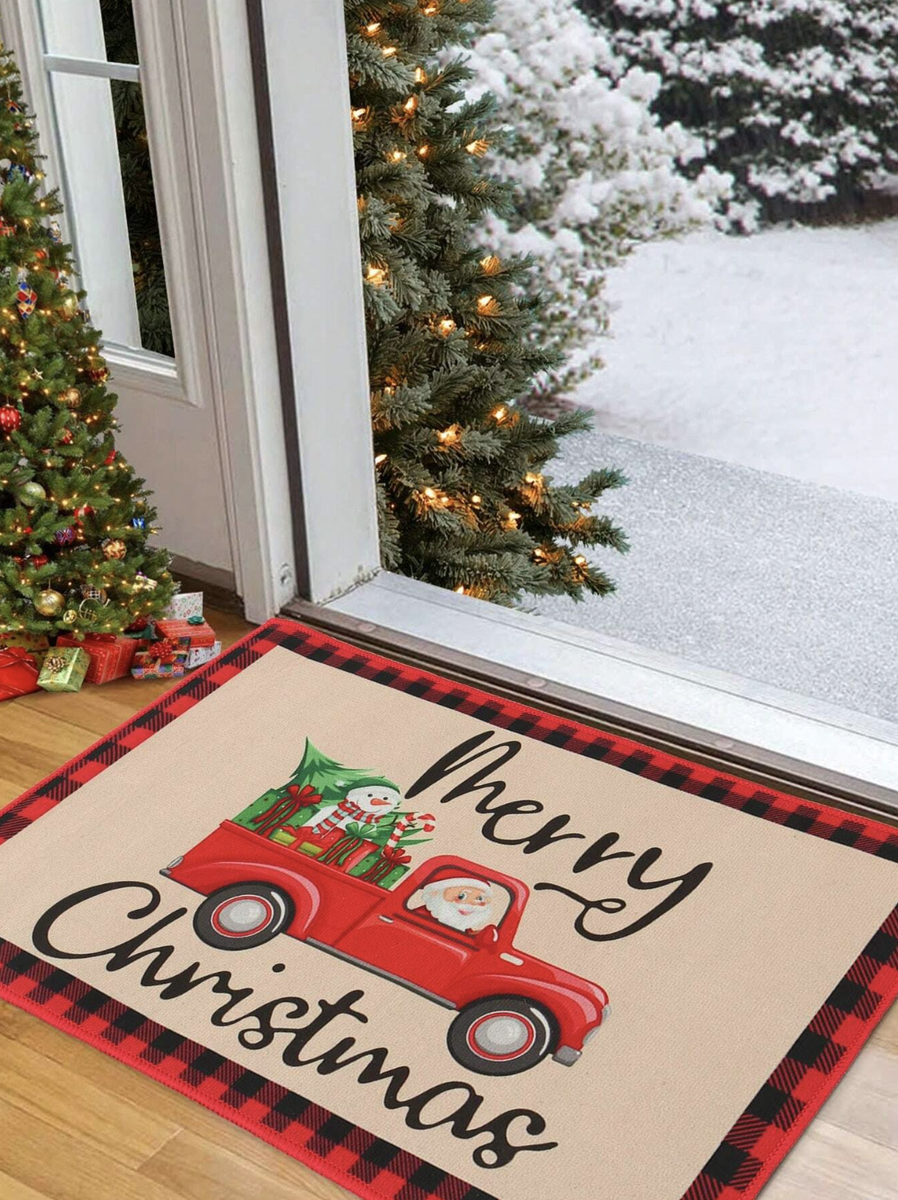Christmas Mat- Santa in a Red Truck