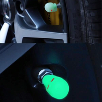 4 Pieces Luminous Car Tire Valve Cap Skull Design
