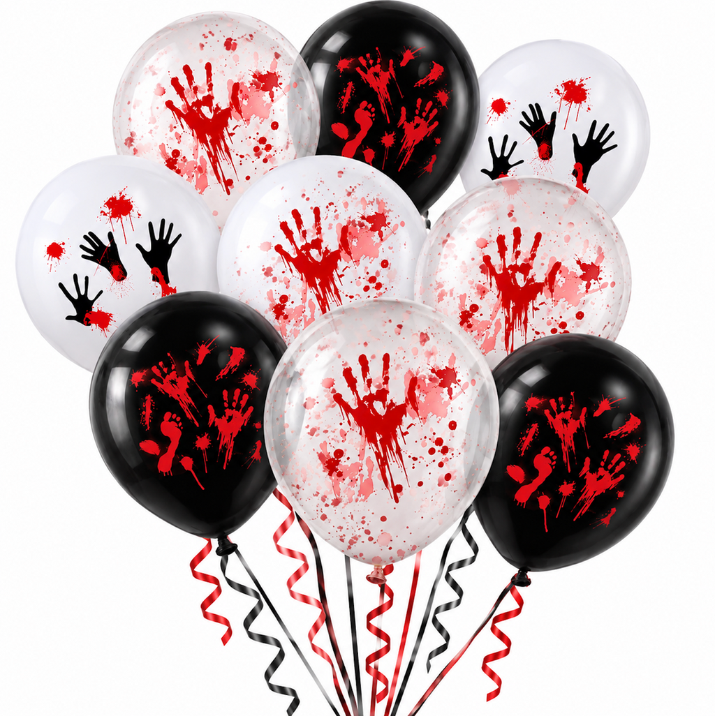 10 Piece Halloween Bloody Handprint Balloons