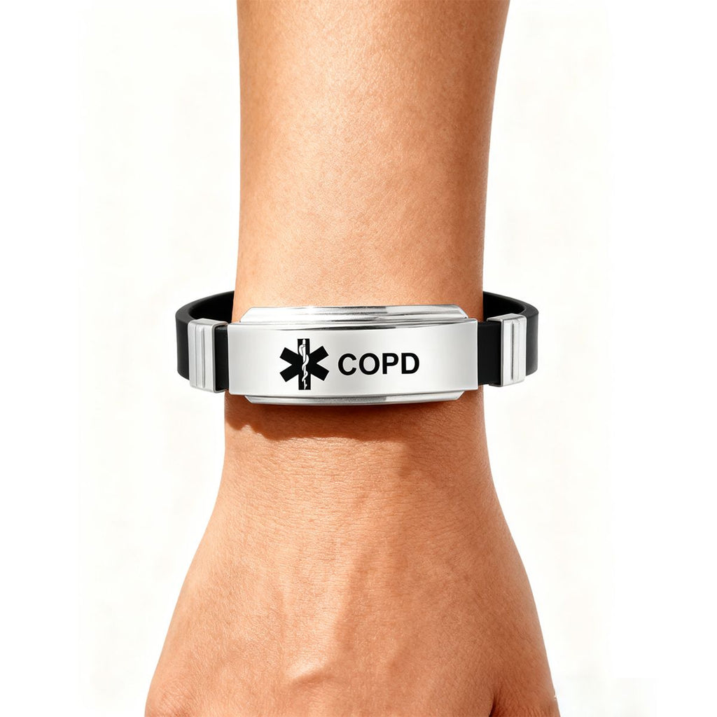 Unisex Silicone Medical Alert Identification Bracelet - Black