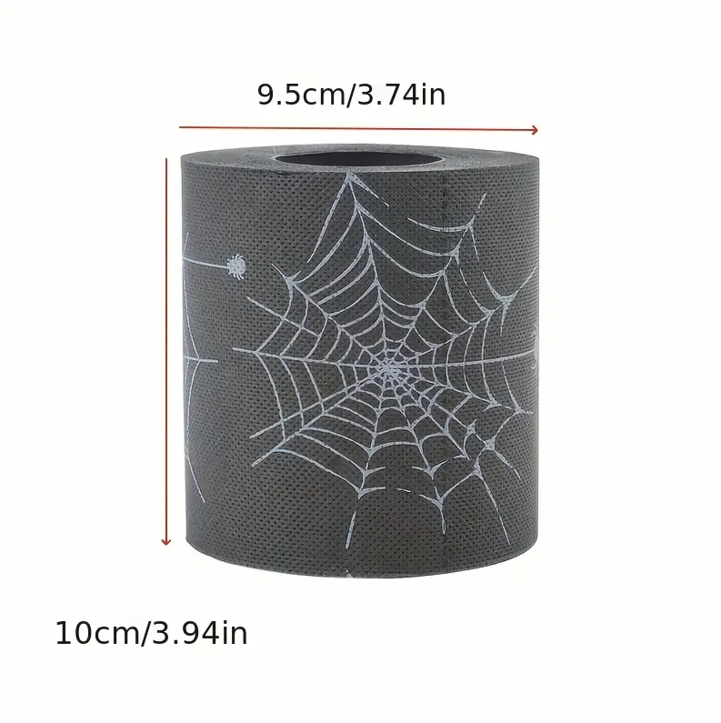 Happy Halloween Black Toilet Paper With Spider Webs