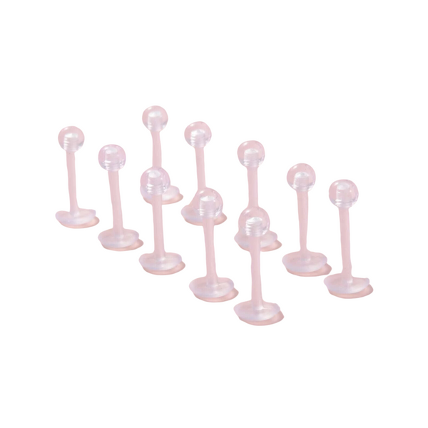 Clear Stud Earrings and Labret Lip Ring - 10-Piece