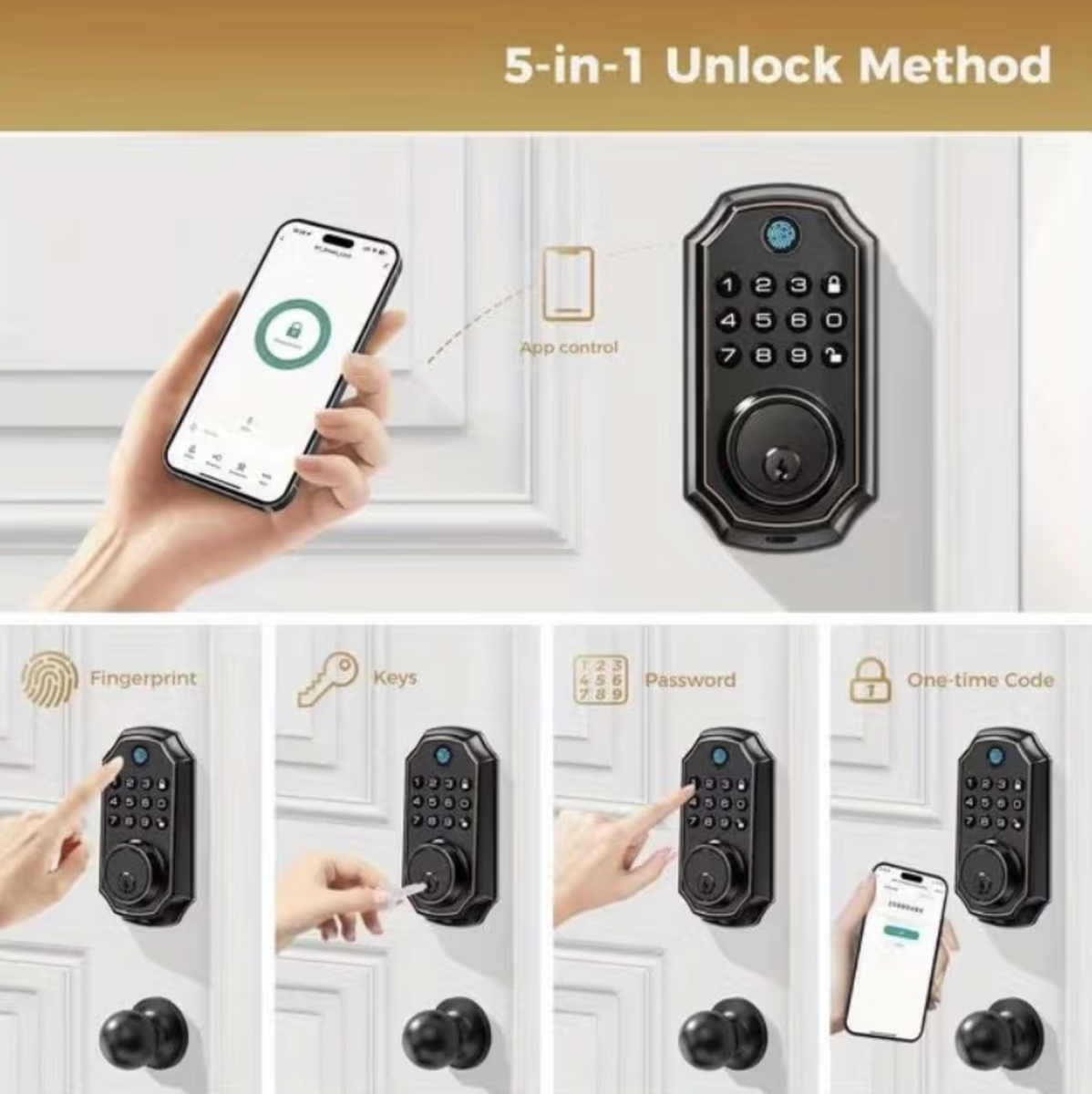 Smart Door Lock Keyless Entry Door Lock with Keypad and Bluetooth App