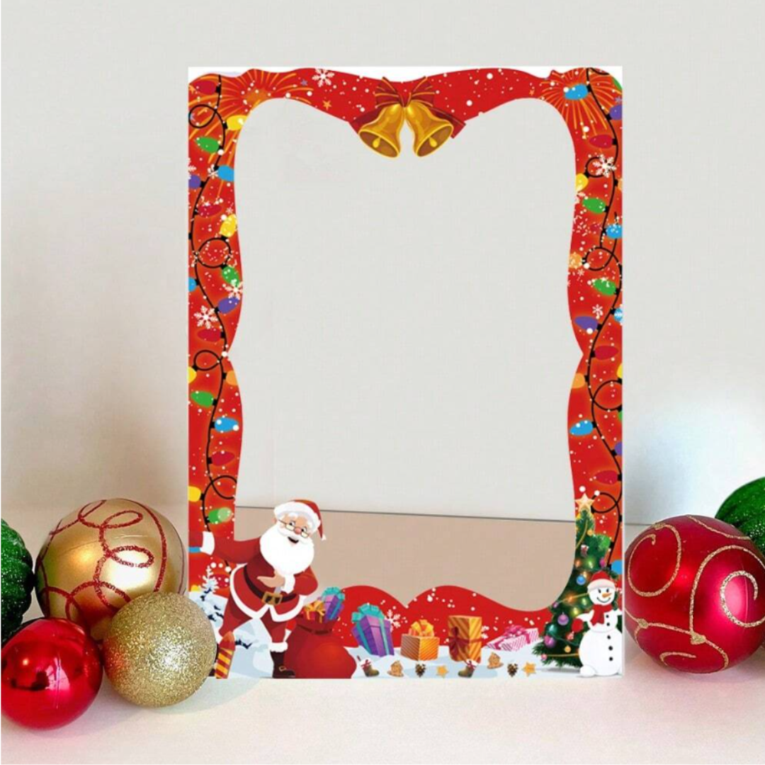 1pc Christmas Theme Material Photo Frame Decoration Banner Hanging
