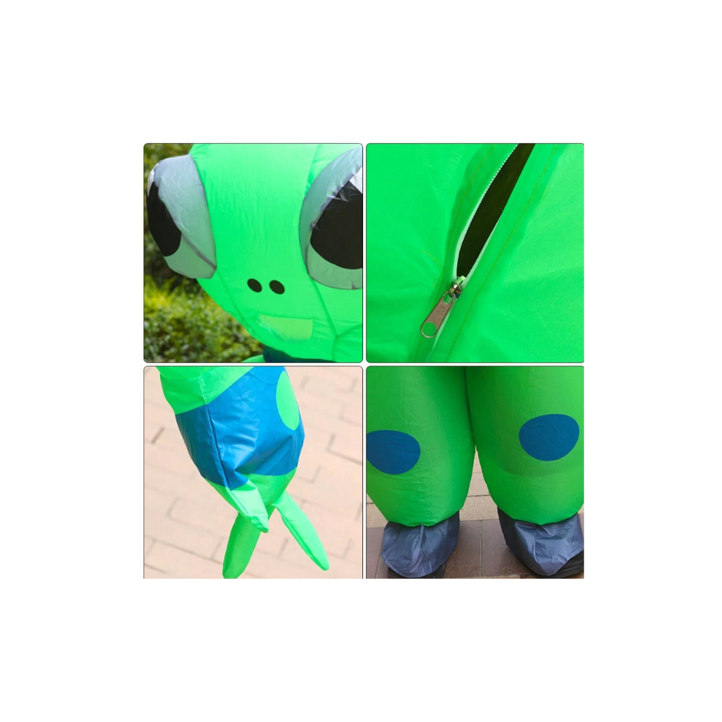 Inflatable Green Alien Costume with C-Shaped Antennae