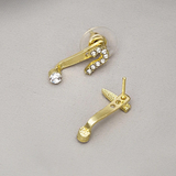 Rhinestone Decor Mismatched Earrings - yellow Gold