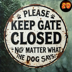 "Please Keep the Gate Closed No Matter What the Dog Says" Sign