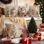 Two Happy Snowmen Pillow Cover