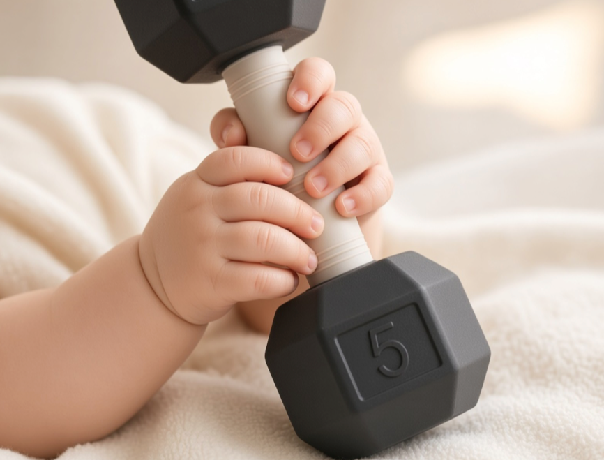 Baby Dumbbell Rattle - Mini Gym Toy for Little Lifters