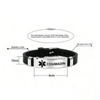 Unisex Silicone Medical Alert Identification Bracelet - Black