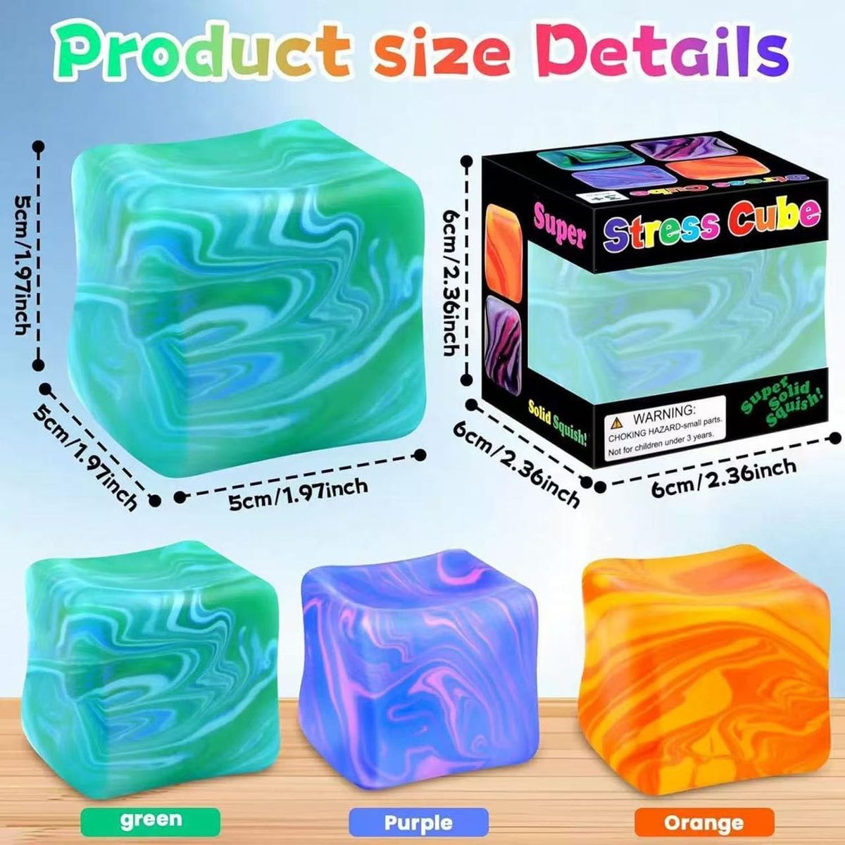 Swirl Stress Ice Cube Squishy Toy,Slow Rising Fidget Toy for Anxiety Relief