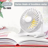 YESPLUS YS -1603 Portable Rechargeable Mini Desk Fan 3 Speed variable